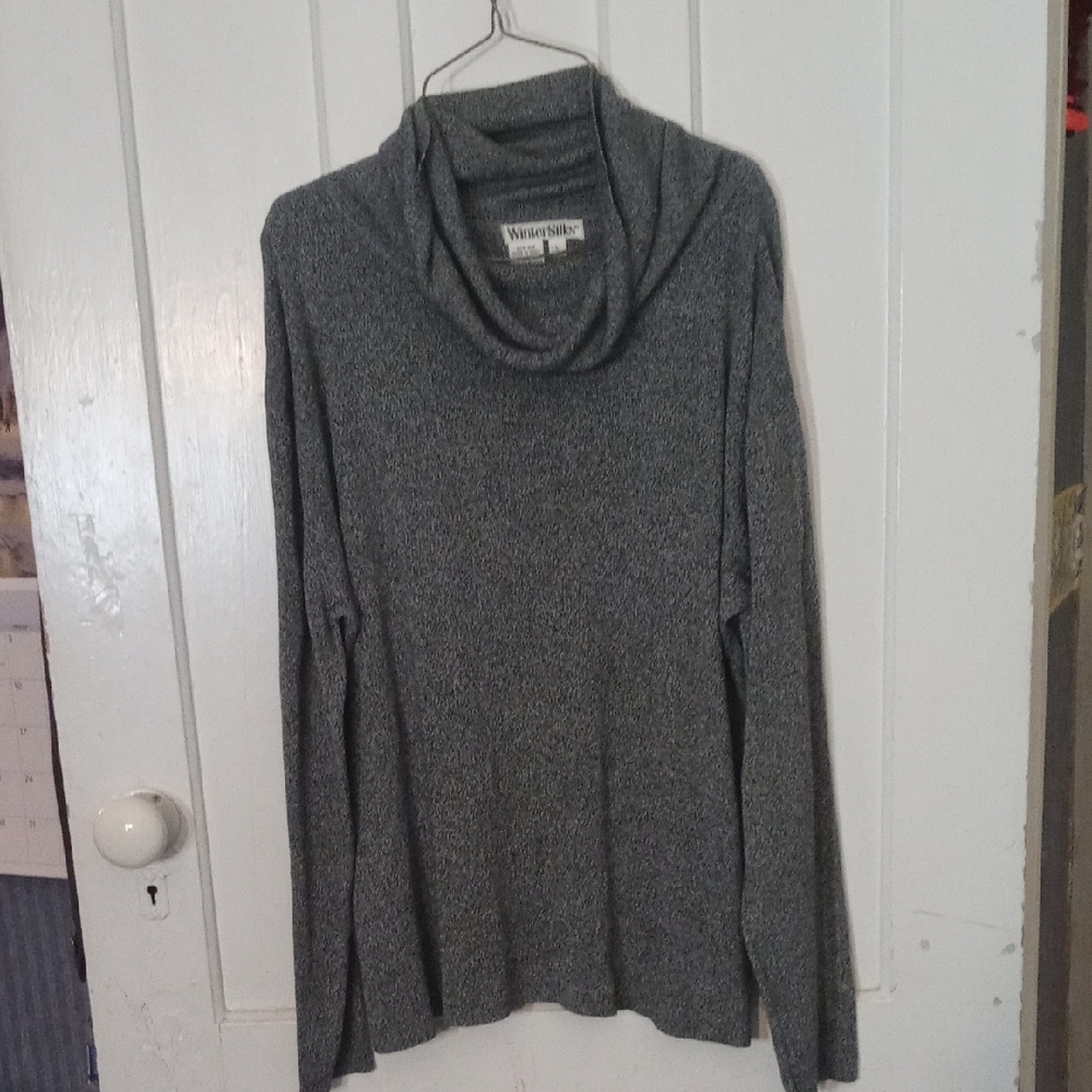WinterSilks Gray Cowl Neck Pullover Sweater